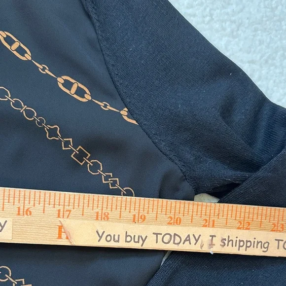 Ann Taylor Black Cardigan with Gold Chain Design - Picture 5 of 7